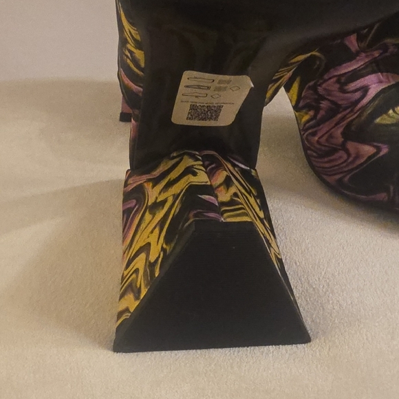 ASOS Nyla Heeled Mules Featuring a Colorful Marble Print and a Flare Block Heel - Picture 15 of 15